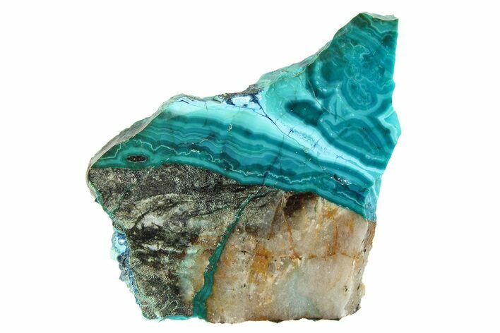 Polished Banded Chrysocolla Slice - Bagdad Mine, Arizona #298427